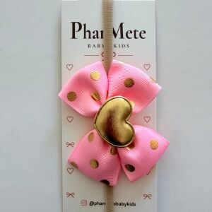 Gold Kalpli Pembe Fiyonk Bebek Saç Bandı