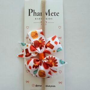 Sonbahar Şükran Günü Desenli Fiyonk Bebek Saç Bandı