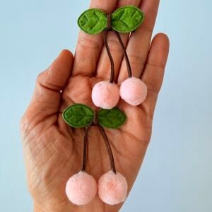 Pudra Pembe Kiraz Detaylı 2’li Çocuk Pens Toka Seti