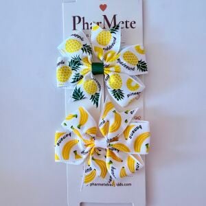 Ananas & Muz Desenli Fiyonk Çocuk Pens Toka 2’li Set