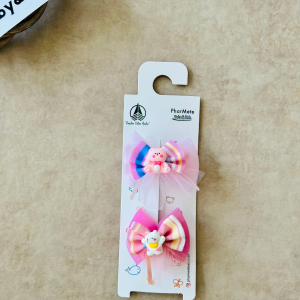 Açık&Koyu Pembe Çift Tül Fiyonk  Pens Toka