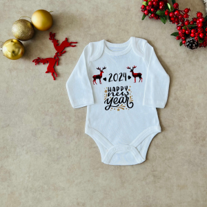My 1st Christmas - Özel Tasarım Bebek Body/Zıbın Baby Bodysuit Kısa Kollu - 1 yaş