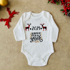 My 1st New Year - Özel Tasarım Bebek Body/Zıbın Baby Bodysuit Kısa Kollu - 1 yaş