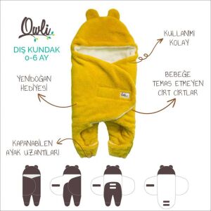 Owli Dış Kundak Hardal 0-6 Ay | Bebek Kundak