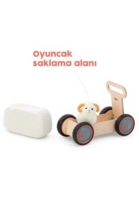Mamatoyz DriveMe Soft İnek Figürlü Ahşap Yürüteç & Oyuncak Deposu