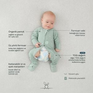 ErgoPouch Organik Pamuklu Patikli Pijama Tulumu 0.2 TOG Willow | Bebek Uyku Tulumu
