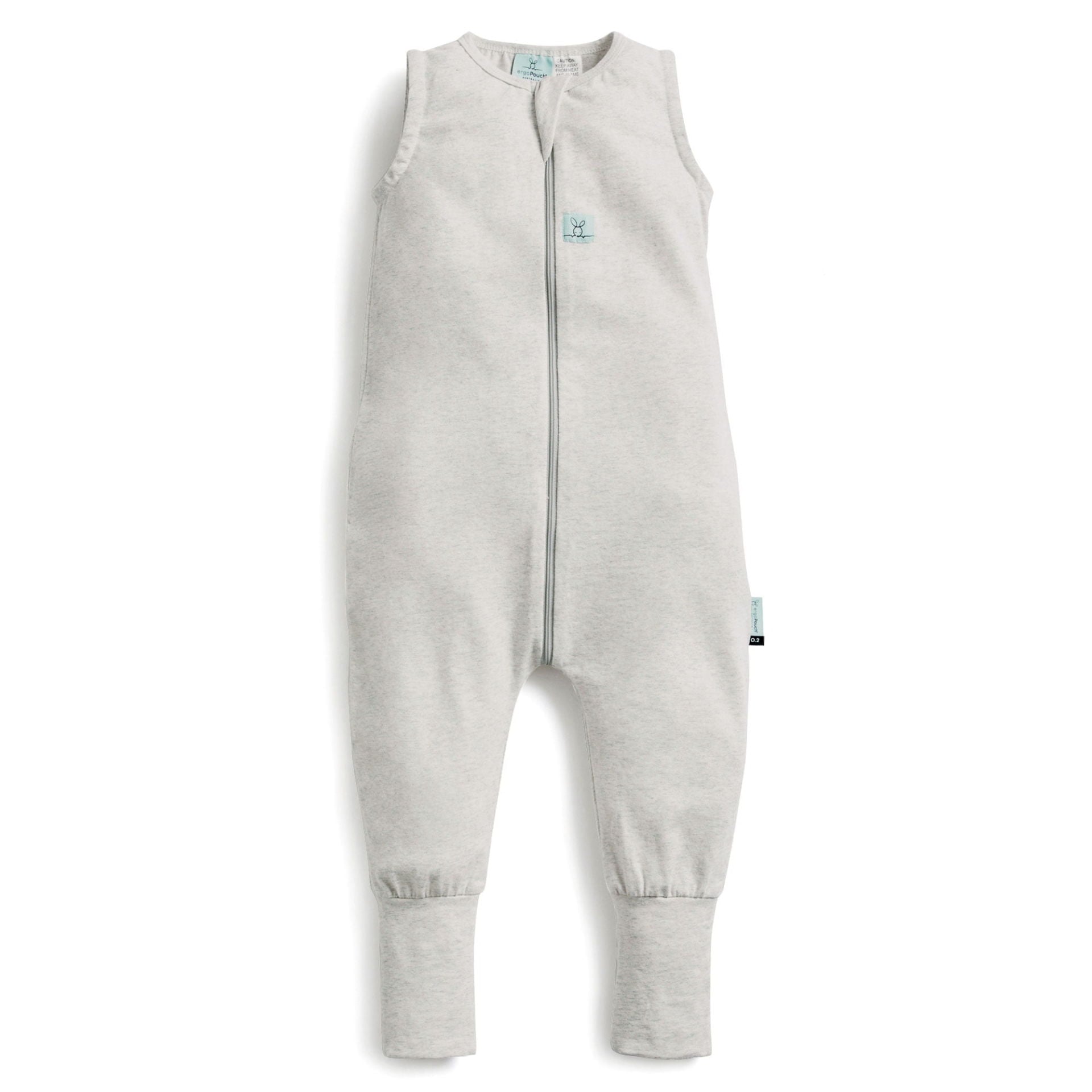 ErgoPouch Organik Pamuklu Patikli Kolsuz Pijama Tulumu 0.2 TOG Grey Marle | Bebek Uyku Tulumu