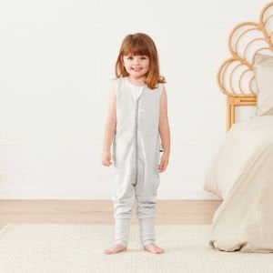 ErgoPouch Organik Pamuklu Patikli Kolsuz Pijama Tulumu 0.2 TOG Grey Marle | Bebek Uyku Tulumu