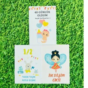Bebek Anı Kartları Türkçe&İngilizce Kız Bebek